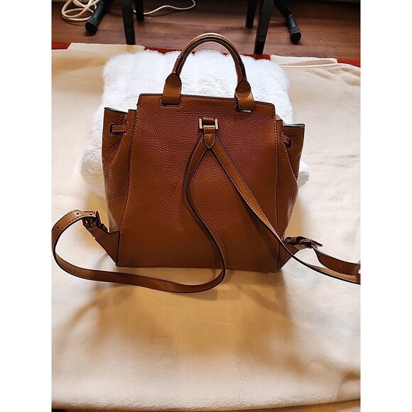 New Michael Kors Romy  Acorn/Brown Pebbled Leather Medium Backpack main image 4